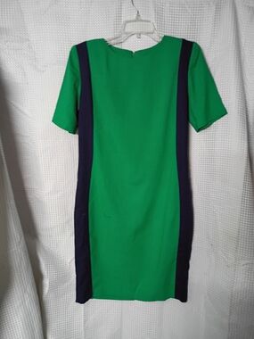 Julian Taylor Green Midi Dress with Navy Side Panels
